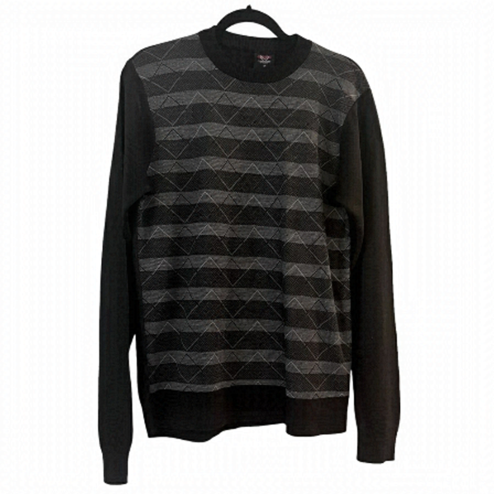 MEN’S Cambridge Classics Black & Grey Geometric Graphics Knit Sweater